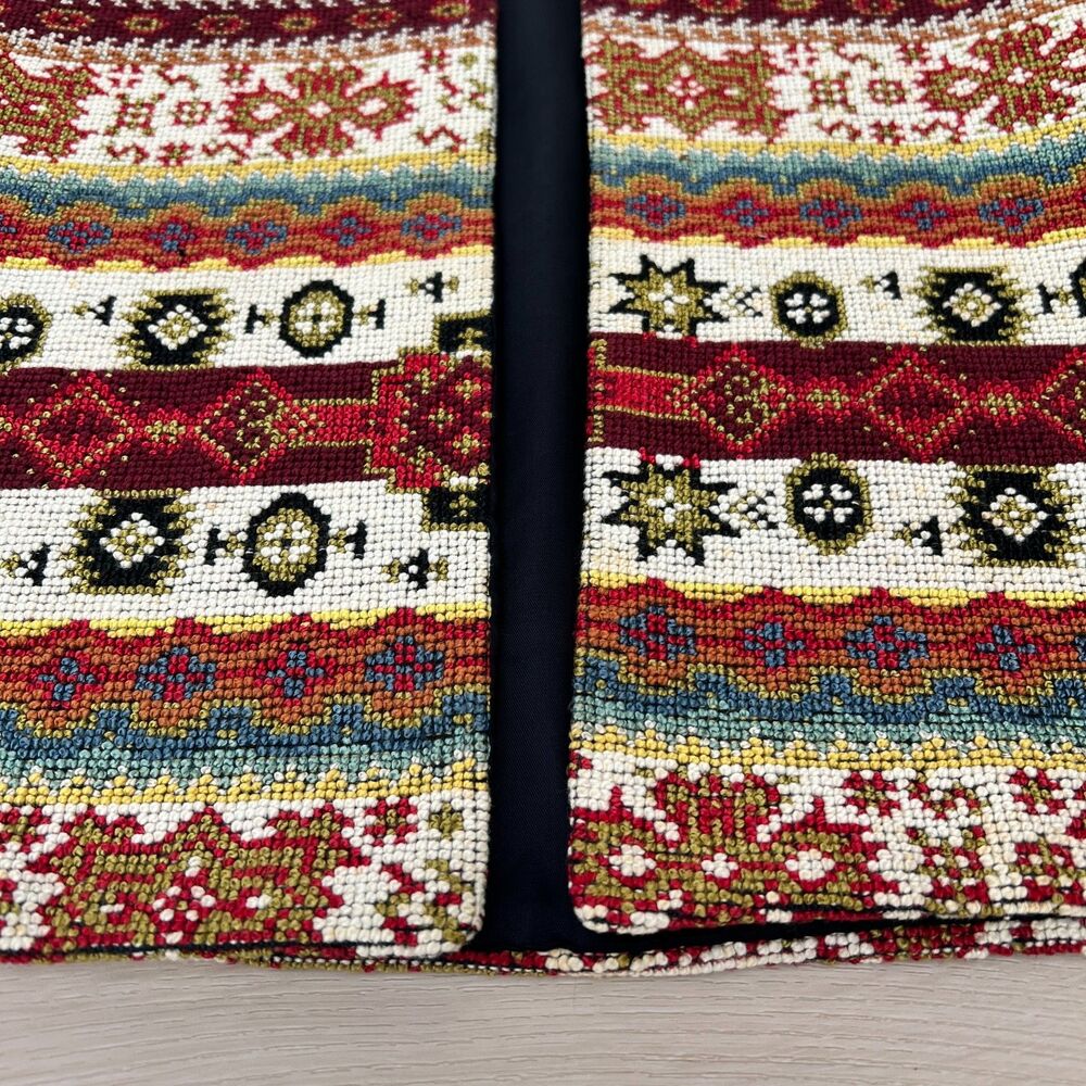 Vintage 70s Joseph Magnin Southwestern Tapestry Vest Long Open-Front Size Medium - Picture 3 of 13